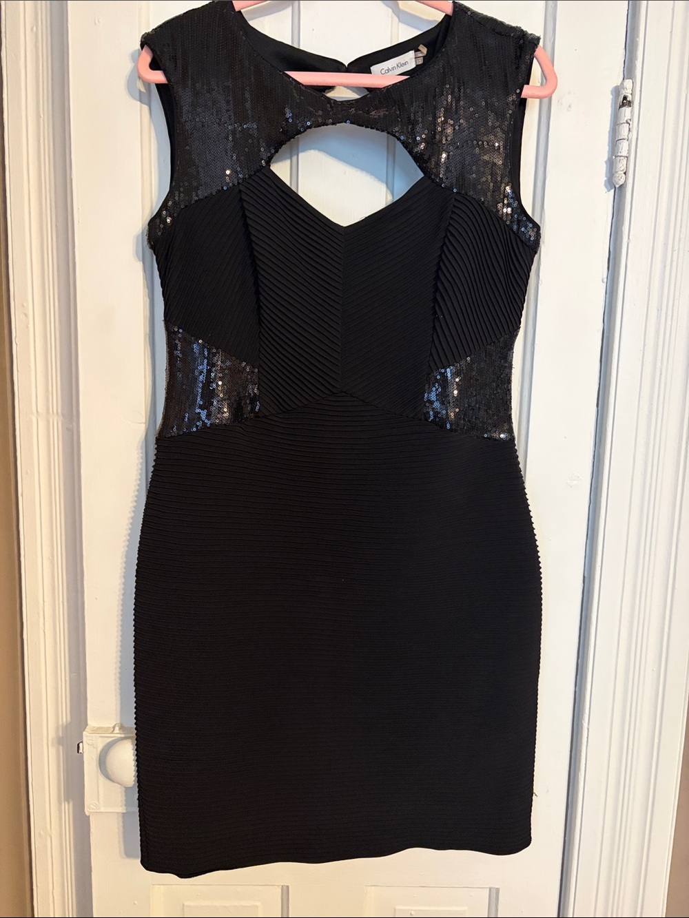 Calvin Klein Black Sequin Cutout Mini Dress